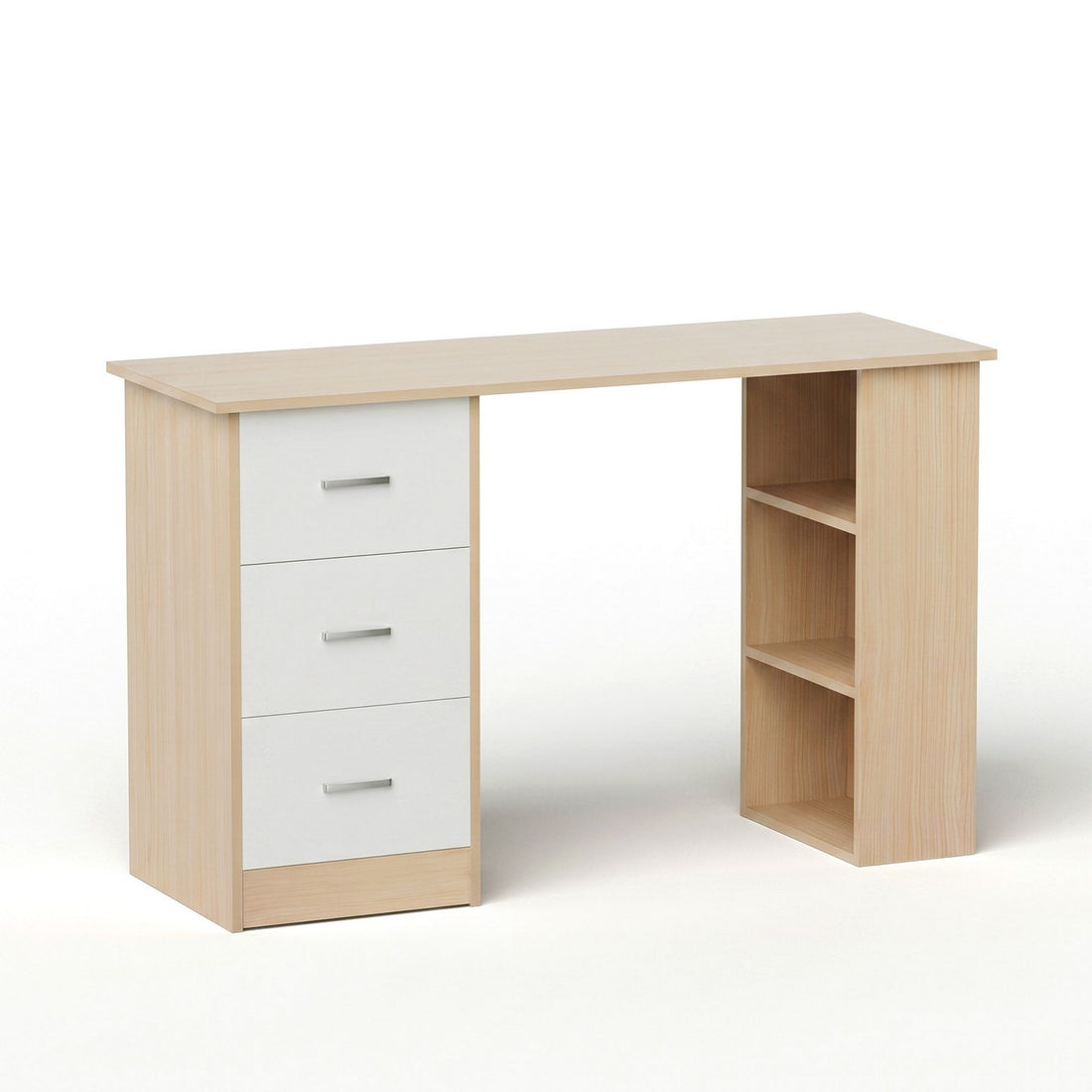Artiss Computer Desk Drawer Shelf Oak White 120CM-Furniture > Office > Desks-PEROZ Accessories