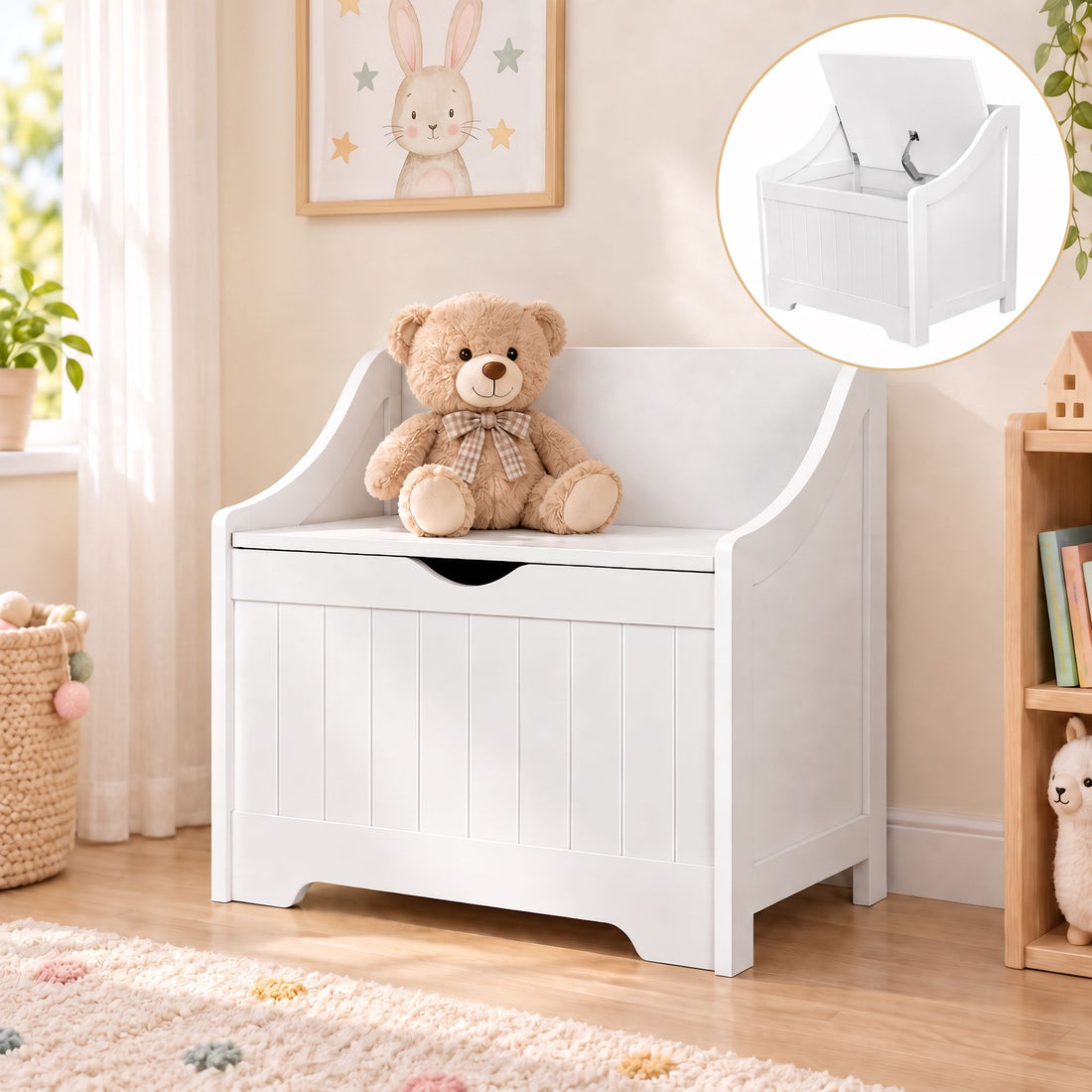Keezi Kids Toy Box Chest Children Storage Clothes Toys Organiser Square-Baby &amp; Kids > Kid&