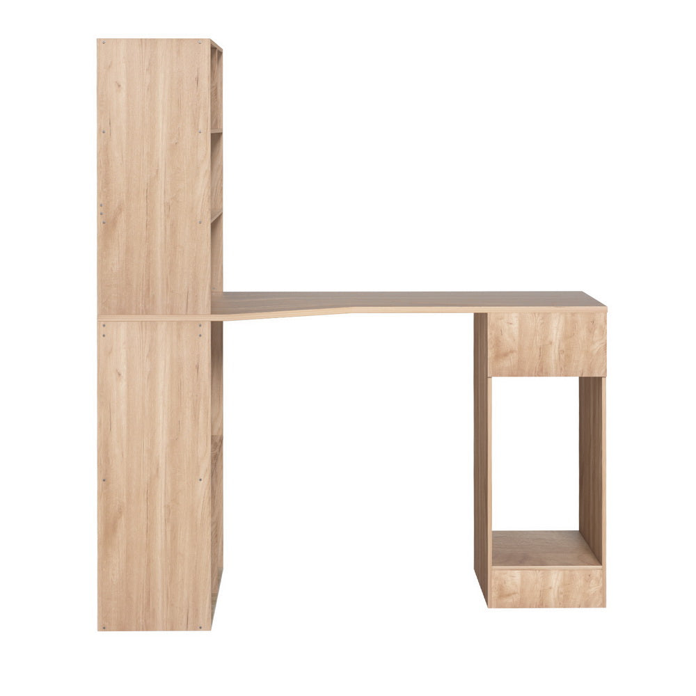 Artiss Computer Desk Bookshelf Drawer Cabinet Oak 120CM-Furniture &gt; Office &gt; Desks-PEROZ Accessories