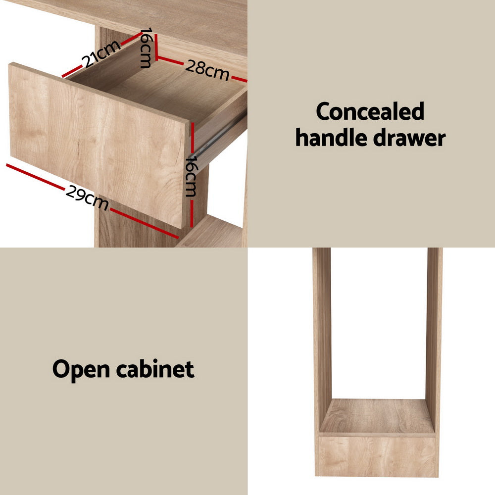 Artiss Computer Desk Bookshelf Drawer Cabinet Oak 120CM-Furniture &gt; Office &gt; Desks-PEROZ Accessories