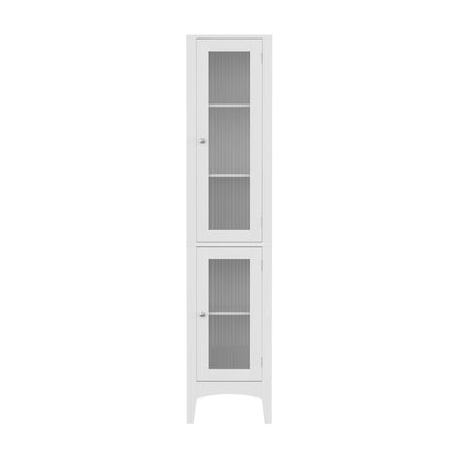 Artiss Bathroom Storage Cabinet 160cm Tall Slim Floor Cupboard Toilet Glass Door White-Furniture &gt; Bathroom &gt; Bathroom Cabinets, Cupboards &amp; Storage-PEROZ Accessories