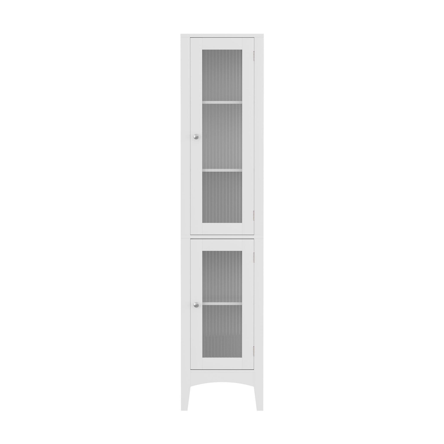 Artiss 2X Bathroom Storage Cabinet 160cm Tall Slim Floor Cupboard Toilet Glass Door White