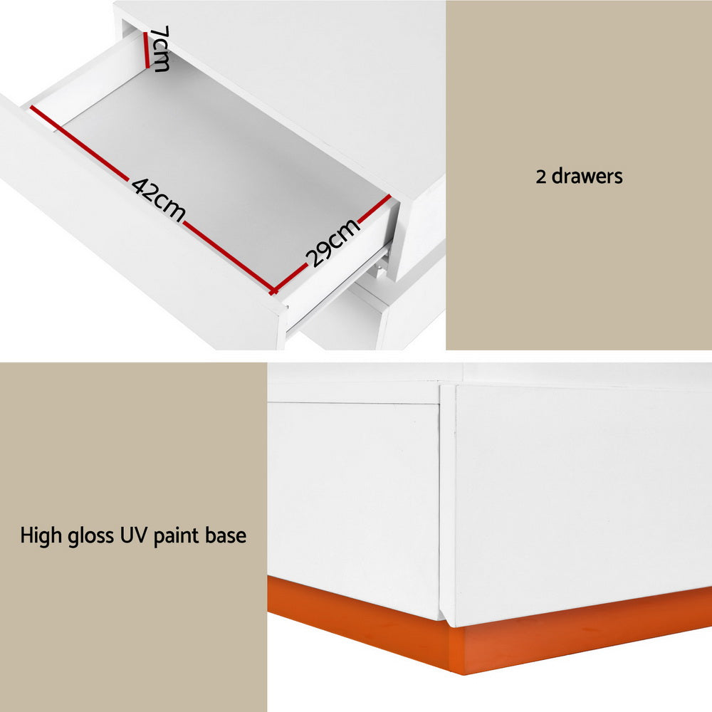 Artiss Smart Bedside Table LED Wireless Charging Ada-Furniture &gt; Bedroom &gt; Bedside Tables-PEROZ Accessories