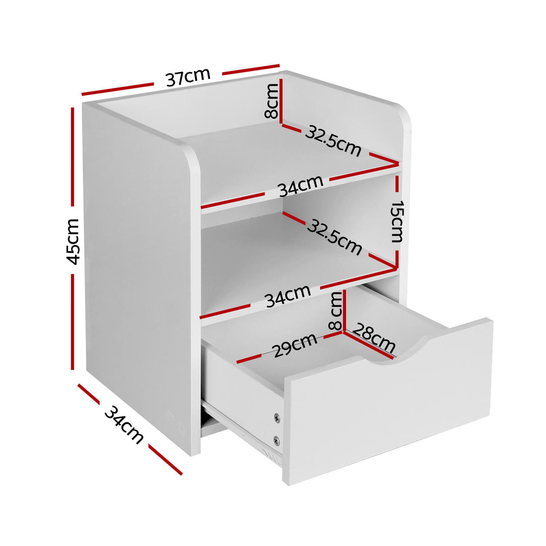 Artiss 2X Bedside Table 1 Drawer with Shelf - FARA White-Furniture &gt; Bedroom &gt; Bedside Tables-PEROZ Accessories