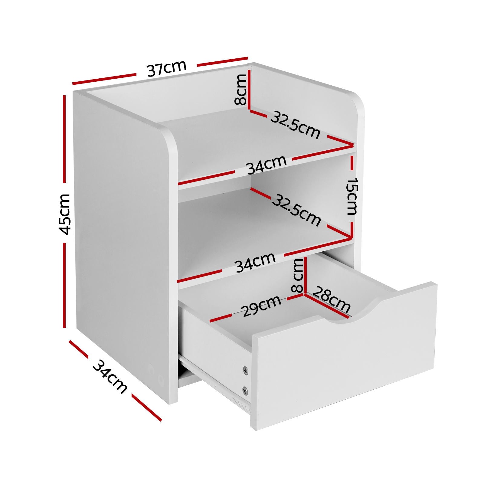 Artiss 2X Bedside Table 1 Drawer with Shelf - FARA White-Furniture &gt; Bedroom &gt; Bedside Tables-PEROZ Accessories