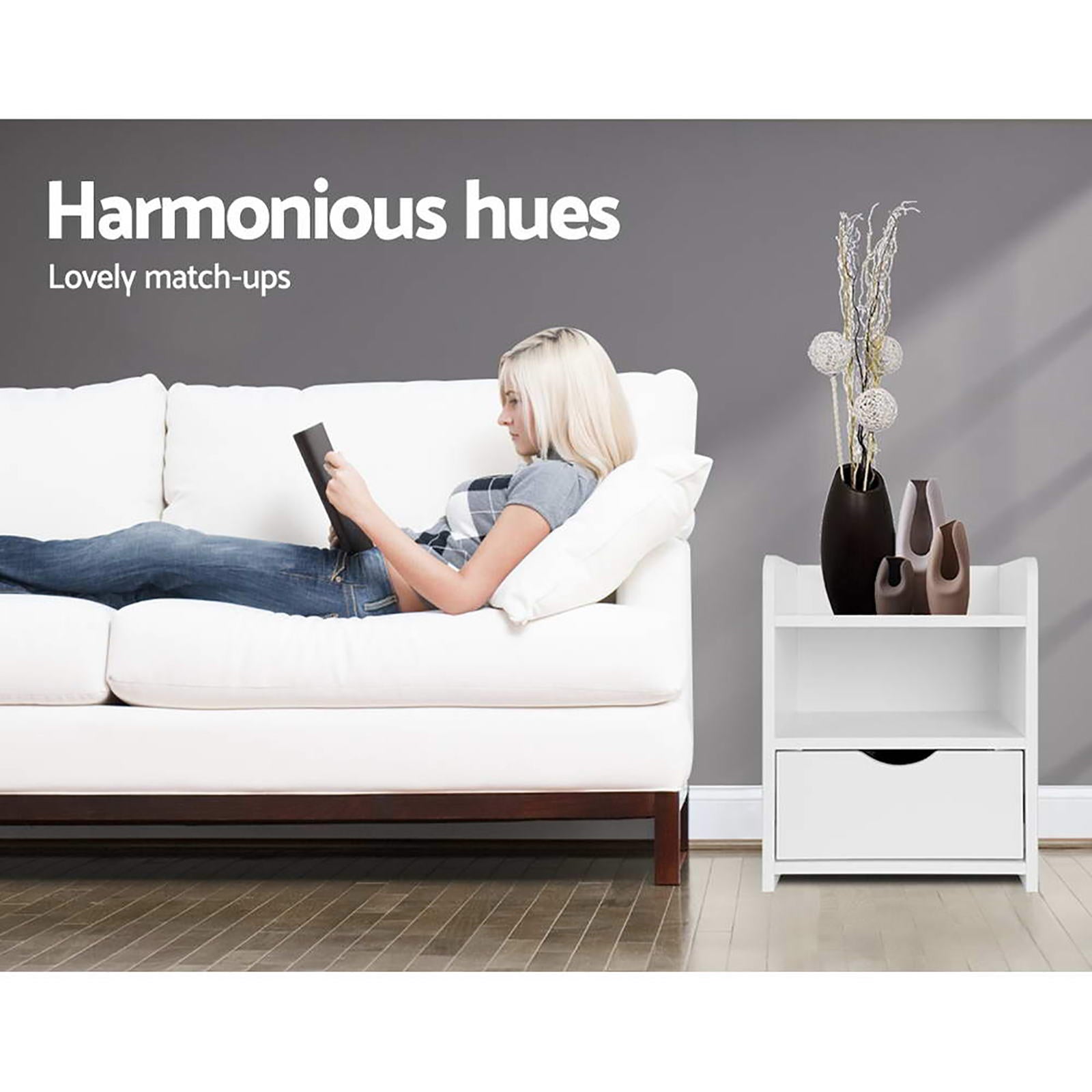 Artiss 2X Bedside Table 1 Drawer with Shelf - FARA White-Furniture &gt; Bedroom &gt; Bedside Tables-PEROZ Accessories