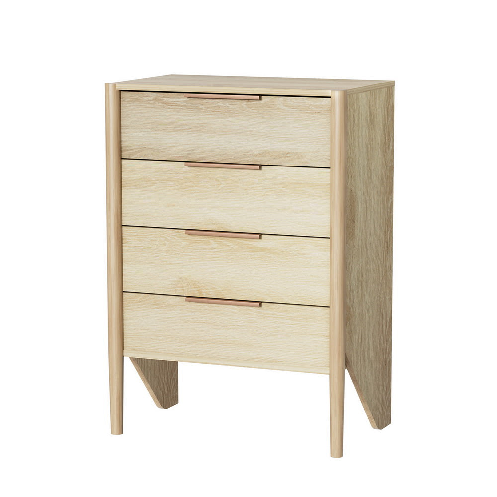 Artiss 4 Chest of Drawers Tallboy - INEZ Pine-Furniture &gt; Bedroom-PEROZ Accessories