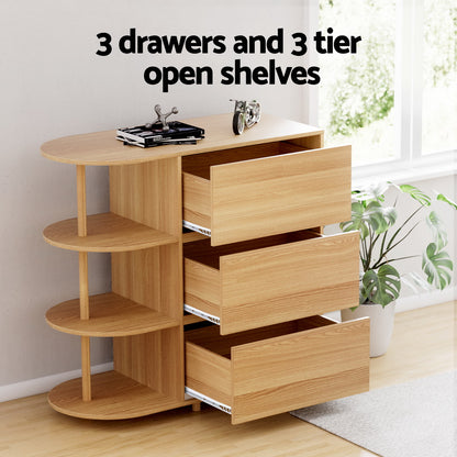 Artiss Chest of 3 Drawers Storage Cabinet 3 Shelves Pine-Furniture &gt; Bedroom &gt; Dressers-PEROZ Accessories