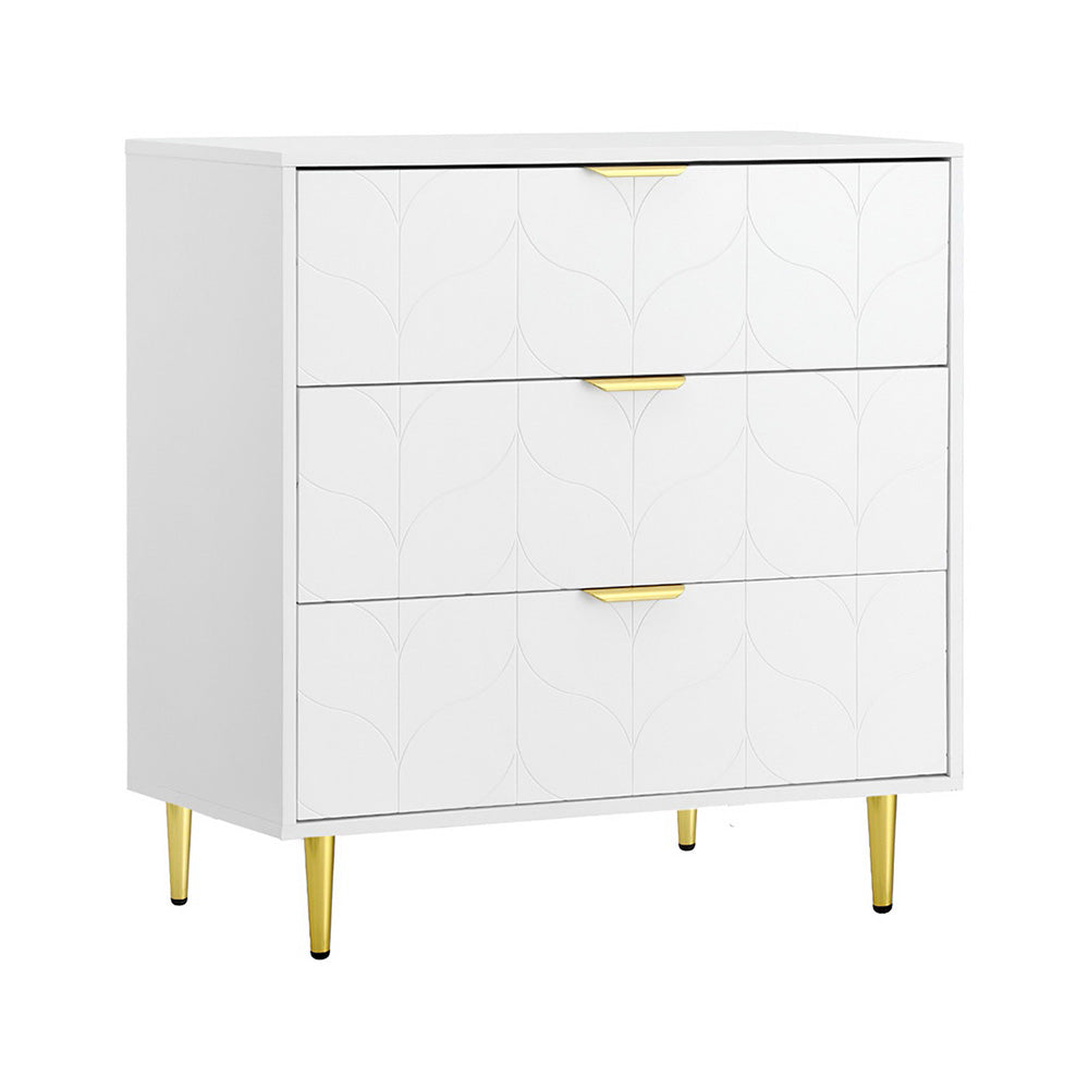 Artiss 3 Chest of Drawers Lowboy Cabinet White-Furniture &gt; Bedroom &gt; Dressers-PEROZ Accessories