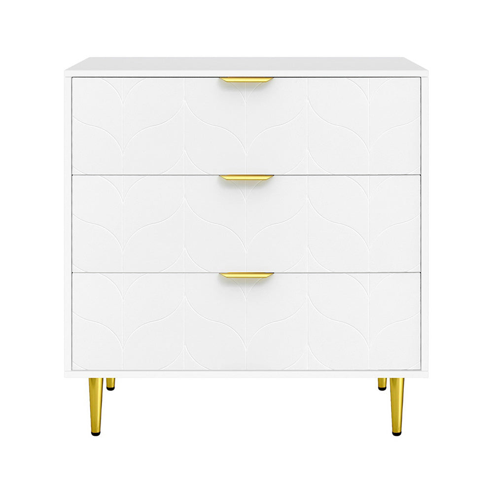 Artiss 3 Chest of Drawers Lowboy Cabinet White-Furniture &gt; Bedroom &gt; Dressers-PEROZ Accessories