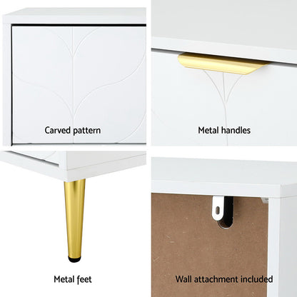 Artiss 3 Chest of Drawers Lowboy Cabinet White-Furniture &gt; Bedroom &gt; Dressers-PEROZ Accessories