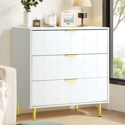 Artiss 3 Chest of Drawers Lowboy Cabinet White-Furniture &gt; Bedroom &gt; Dressers-PEROZ Accessories