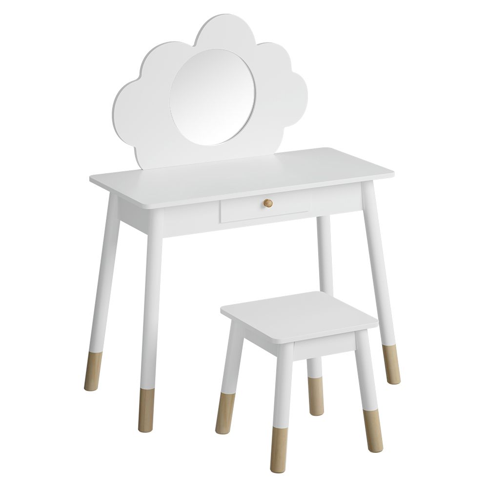 Keezi Kids Dressing Table Chair Set Vanity Makeup Wooden Leg Mirror Drawer-Furniture > Bedroom-PEROZ Accessories