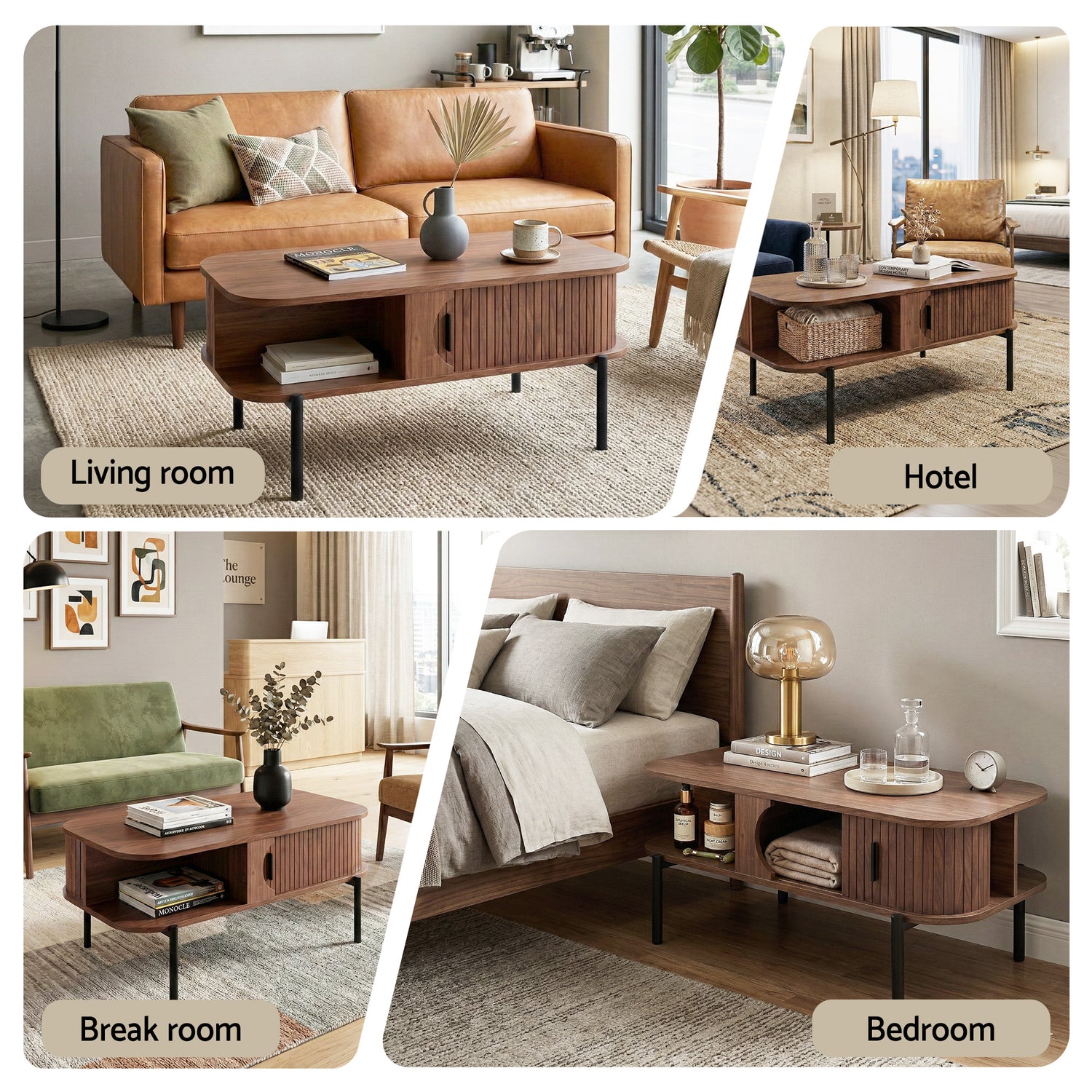 Artiss Coffee Table Living Room Center Table Shelf Cabinet Walnut-Furniture > Living Room > Coffee Tables-PEROZ Accessories