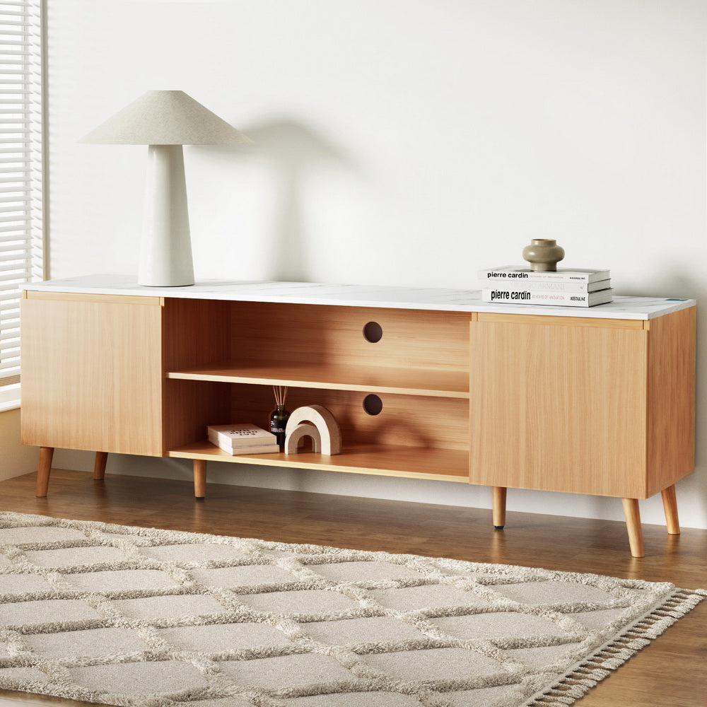 Artiss TV Cabinet Entertainment Unit Stand 180CM Pine White-Furniture &gt; Living Room &gt; TV Units-PEROZ Accessories