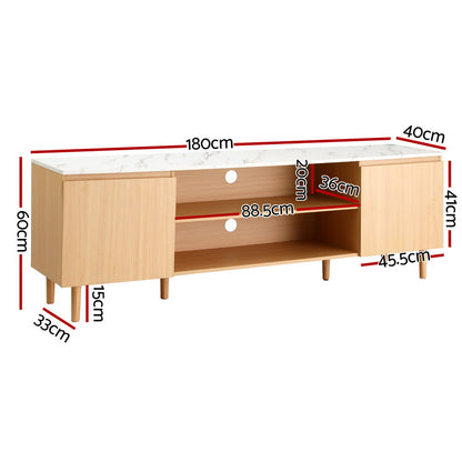 Artiss TV Cabinet Entertainment Unit Stand 180CM Pine White-Furniture &gt; Living Room &gt; TV Units-PEROZ Accessories