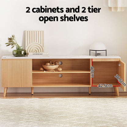 Artiss TV Cabinet Entertainment Unit Stand 180CM Pine White-Furniture &gt; Living Room &gt; TV Units-PEROZ Accessories