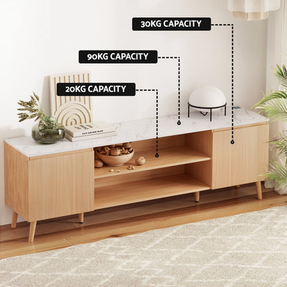 Artiss TV Cabinet Entertainment Unit Stand 180CM Pine White-Furniture &gt; Living Room &gt; TV Units-PEROZ Accessories