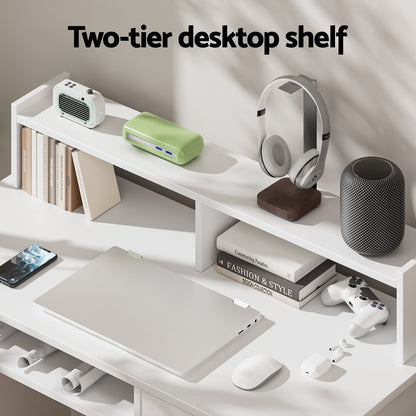 Artiss Computer Desk Shelf Drawer Cabinet White 100CM-Office Desks-PEROZ Accessories
