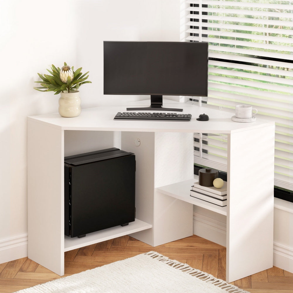 Artiss Corner Computer Desk Shelves CPU Stand L-shape Home Office Workstation Desks-Furniture &gt; Office &gt; Desks-PEROZ Accessories