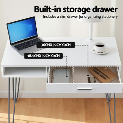 Artiss Computer Desk Drawer Cabinet Home Office Desks Workstation 100cm White-Furniture &gt; Office &gt; Desks-PEROZ Accessories