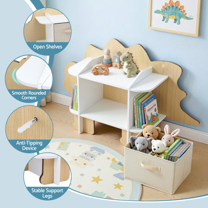 Keezi Dinosaur Kids Bookshelf 2-Tier Children&