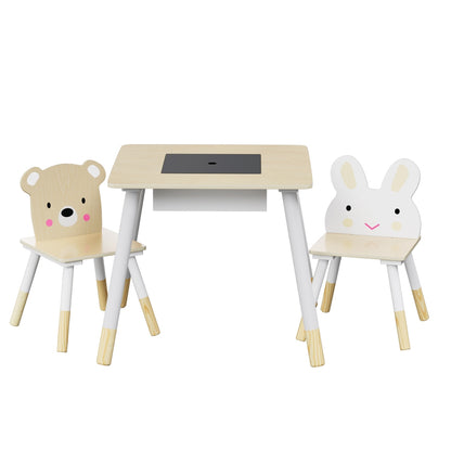 Keezi 3PCS Kids Table and Chairs Set Activity Desk Chalkboard Toy Hidden Storage-Baby &amp; Kids &gt; Baby &amp; Kid&