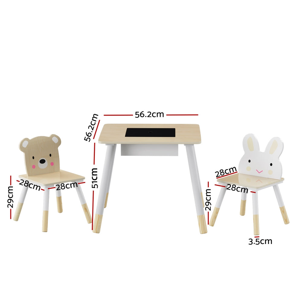 Keezi 3PCS Kids Table and Chairs Set Activity Desk Chalkboard Toy Hidden Storage-Baby &amp; Kids &gt; Baby &amp; Kid&