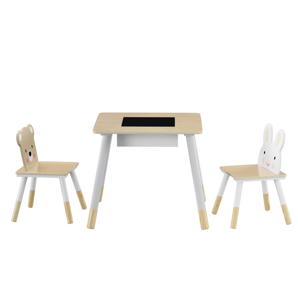 Keezi 3PCS Kids Table and Chairs Set Activity Desk Chalkboard Toy Hidden Storage-Baby &amp; Kids &gt; Baby &amp; Kid&