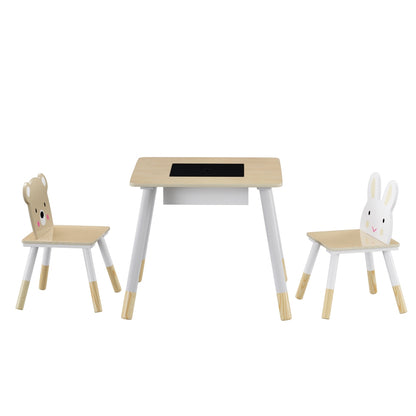 Keezi 3PCS Kids Table and Chairs Set Activity Desk Chalkboard Toy Hidden Storage-Baby &amp; Kids &gt; Baby &amp; Kid&