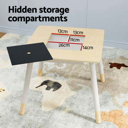 Keezi 3PCS Kids Table and Chairs Set Activity Desk Chalkboard Toy Hidden Storage-Baby &amp; Kids &gt; Baby &amp; Kid&