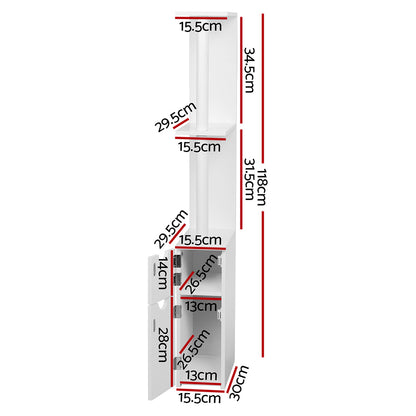 Artiss Bathroom Cabinet Storage 118cm Shelf White-Bathroom Storage-PEROZ Accessories