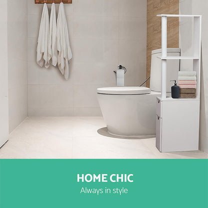 Artiss Bathroom Cabinet Storage 118cm Shelf White-Bathroom Storage-PEROZ Accessories