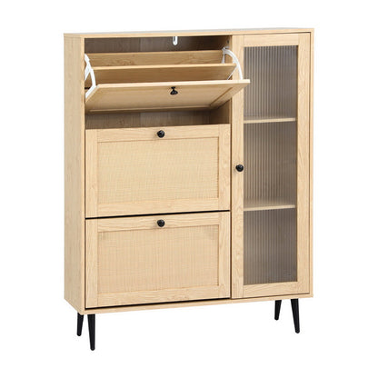 Artiss Shoe Rack Cabinet 3 Flip-out Drawers Pine-Furniture &gt; Living Room &gt; Shoe Storage-PEROZ Accessories