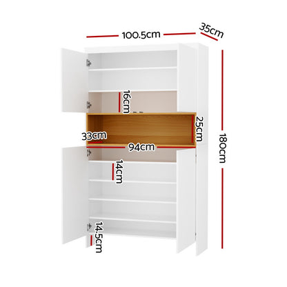 Artiss Shoe Rack Storage Cabinet 9 Tiers White-Furniture &gt; Living Room &gt; Shoe Storage-PEROZ Accessories
