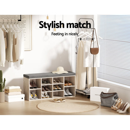 Artiss Shoe Rack Cabinet Shoe Bench Fabric Seat Pine BOA-Shoe Storage Cabinets-PEROZ Accessories