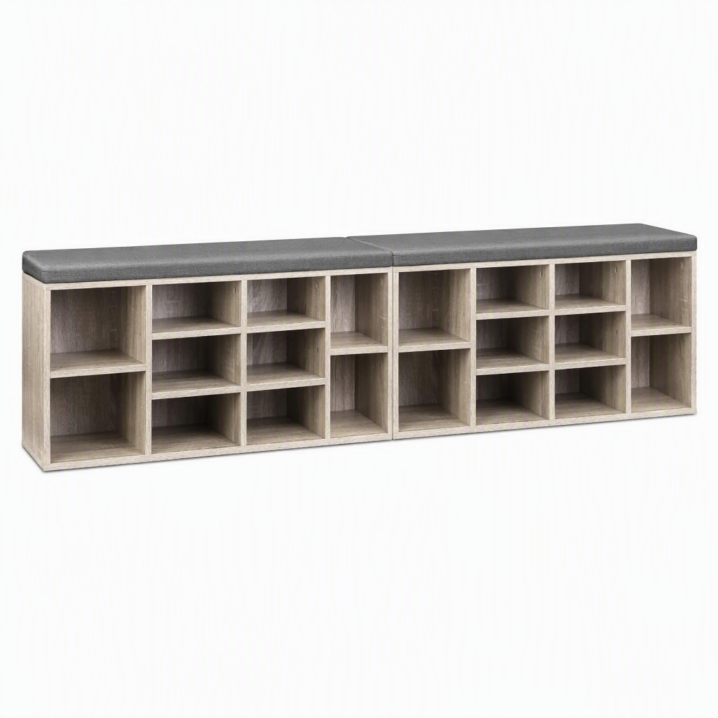Artiss Shoe Bench x2 Set Fabric Seat Pine Hallway Bedroom-Furniture > Living Room > Shoe Storage-PEROZ Accessories