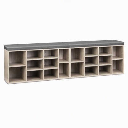 Artiss Shoe Bench x2 Set Fabric Seat Pine Hallway Bedroom-Furniture > Living Room > Shoe Storage-PEROZ Accessories