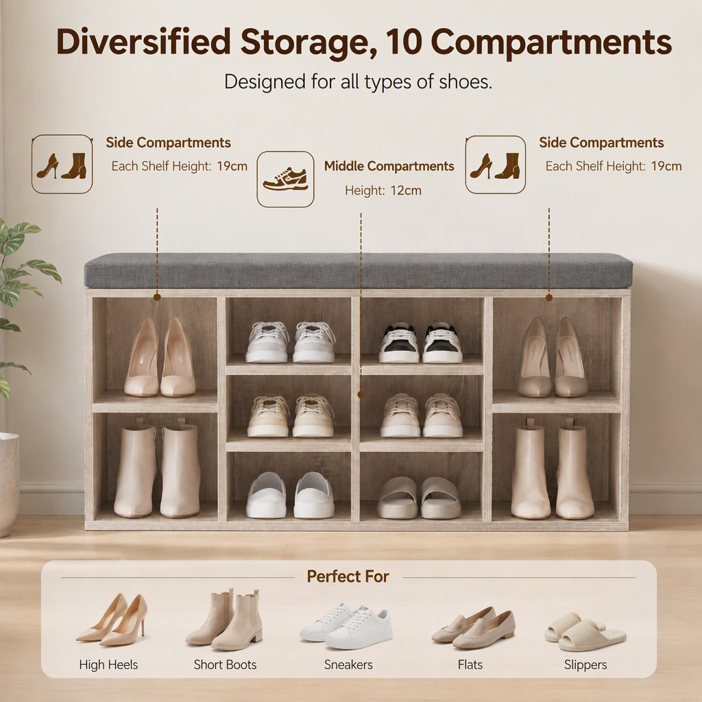 Artiss Shoe Bench x2 Set Fabric Seat Pine Hallway Bedroom-Furniture > Living Room > Shoe Storage-PEROZ Accessories