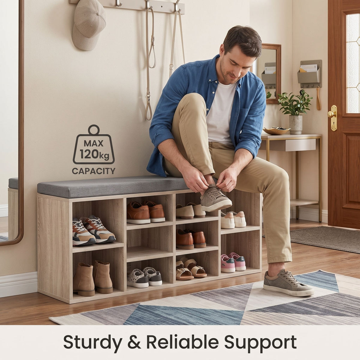 Artiss Shoe Bench x2 Set Fabric Seat Pine Hallway Bedroom-Furniture > Living Room > Shoe Storage-PEROZ Accessories