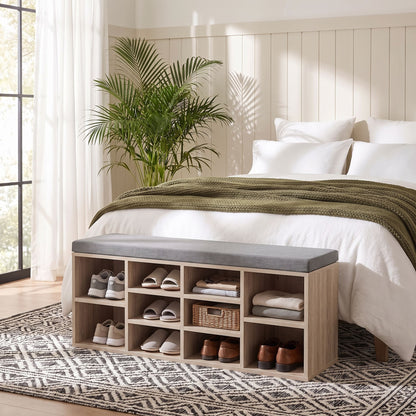 Artiss Shoe Bench x2 Set Fabric Seat Pine Hallway Bedroom-Furniture > Living Room > Shoe Storage-PEROZ Accessories