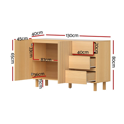 130cm Artiss Buffet Sideboard Cupboard Cabinet Pantry Storage Drawer Pine-Furniture &gt; Dining &gt; Buffets &amp; Sideboards-PEROZ Accessories