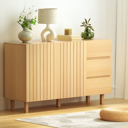 130cm Artiss Buffet Sideboard Cupboard Cabinet Pantry Storage Drawer Pine-Furniture &gt; Dining &gt; Buffets &amp; Sideboards-PEROZ Accessories