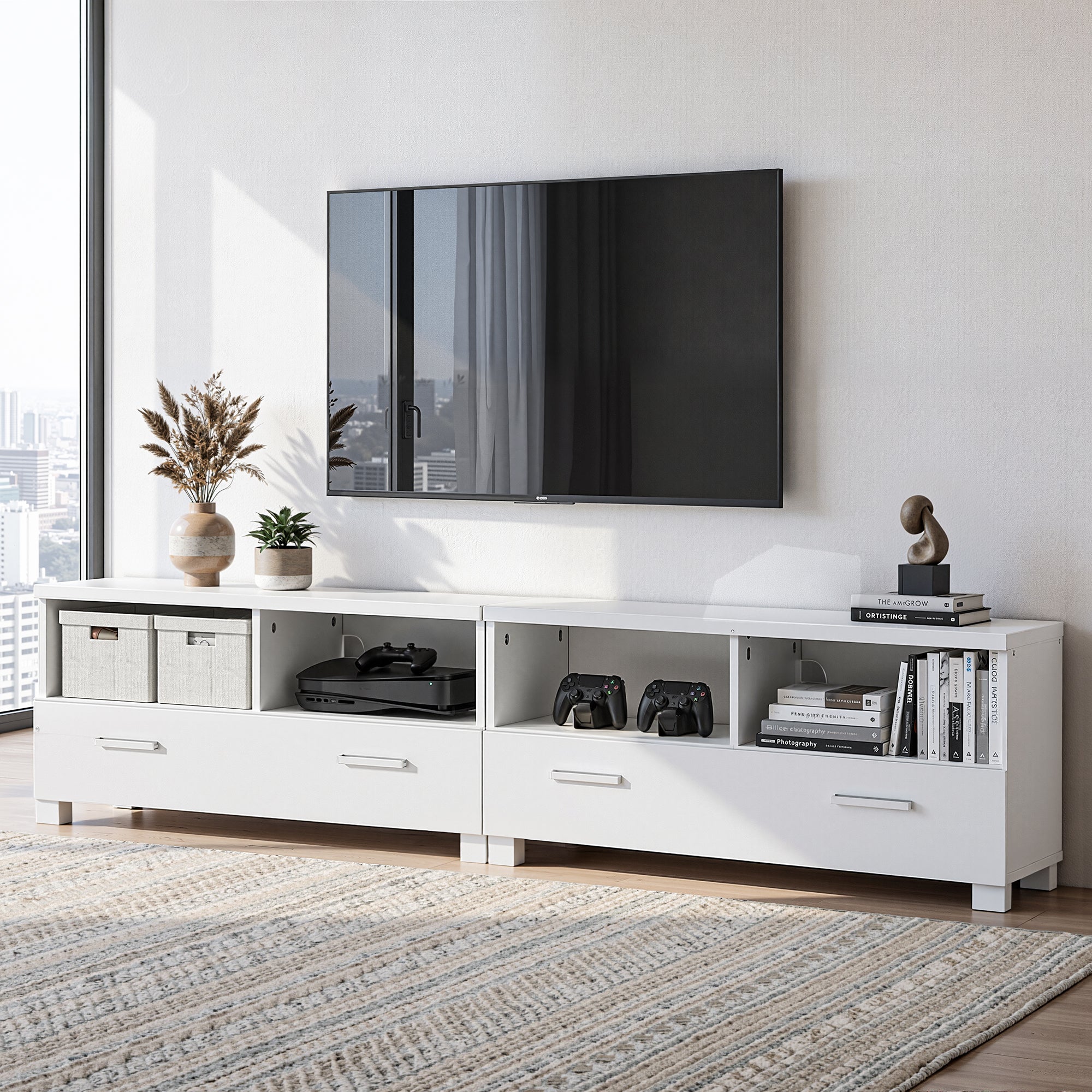 Artiss TV Stand Entertainment Unit with Drawers - White-Entertainment Units-PEROZ Accessories