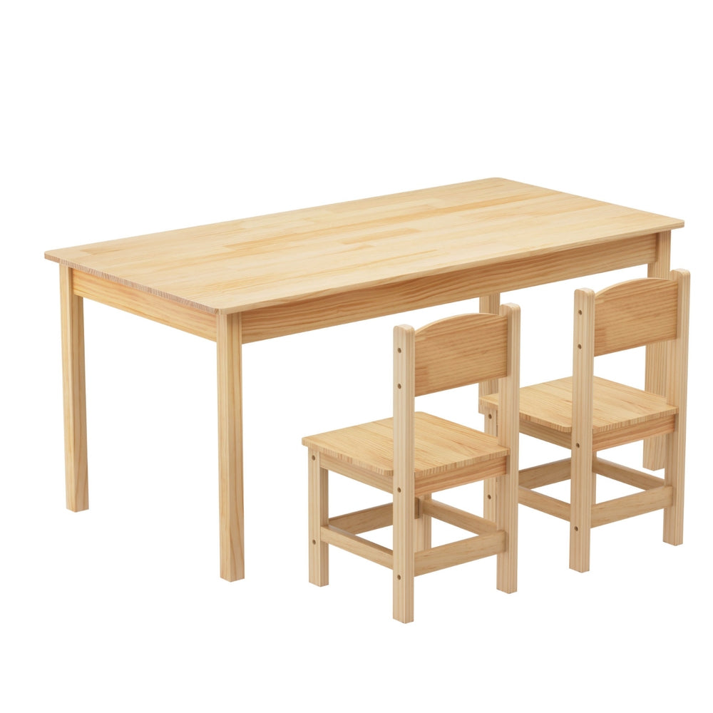 1 Keezi Kids Table and 2 Chairs Set Pinewood-Baby &amp; Kids &gt; Kid&