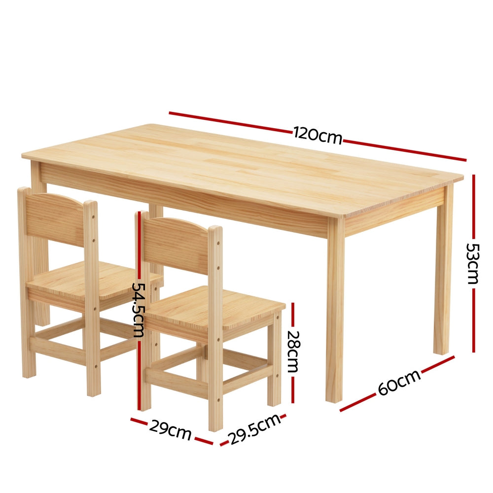 1 Keezi Kids Table and 2 Chairs Set Pinewood-Baby &amp; Kids &gt; Kid&