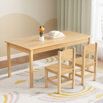 1 Keezi Kids Table and 2 Chairs Set Pinewood-Baby &amp; Kids &gt; Kid&