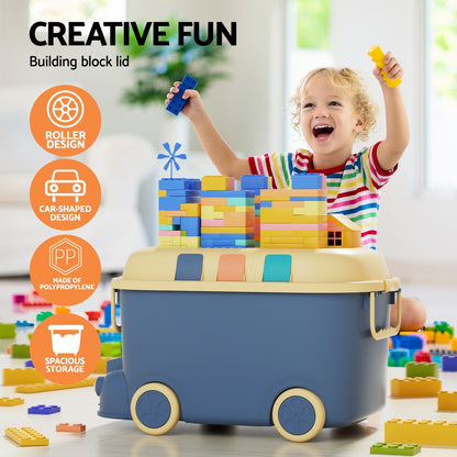 Keezi 3PCS Toy Storage Box Cute Car Toy Container Kids Toys Organiser Snack Boxes-Baby &amp; Kids &gt; Kid&