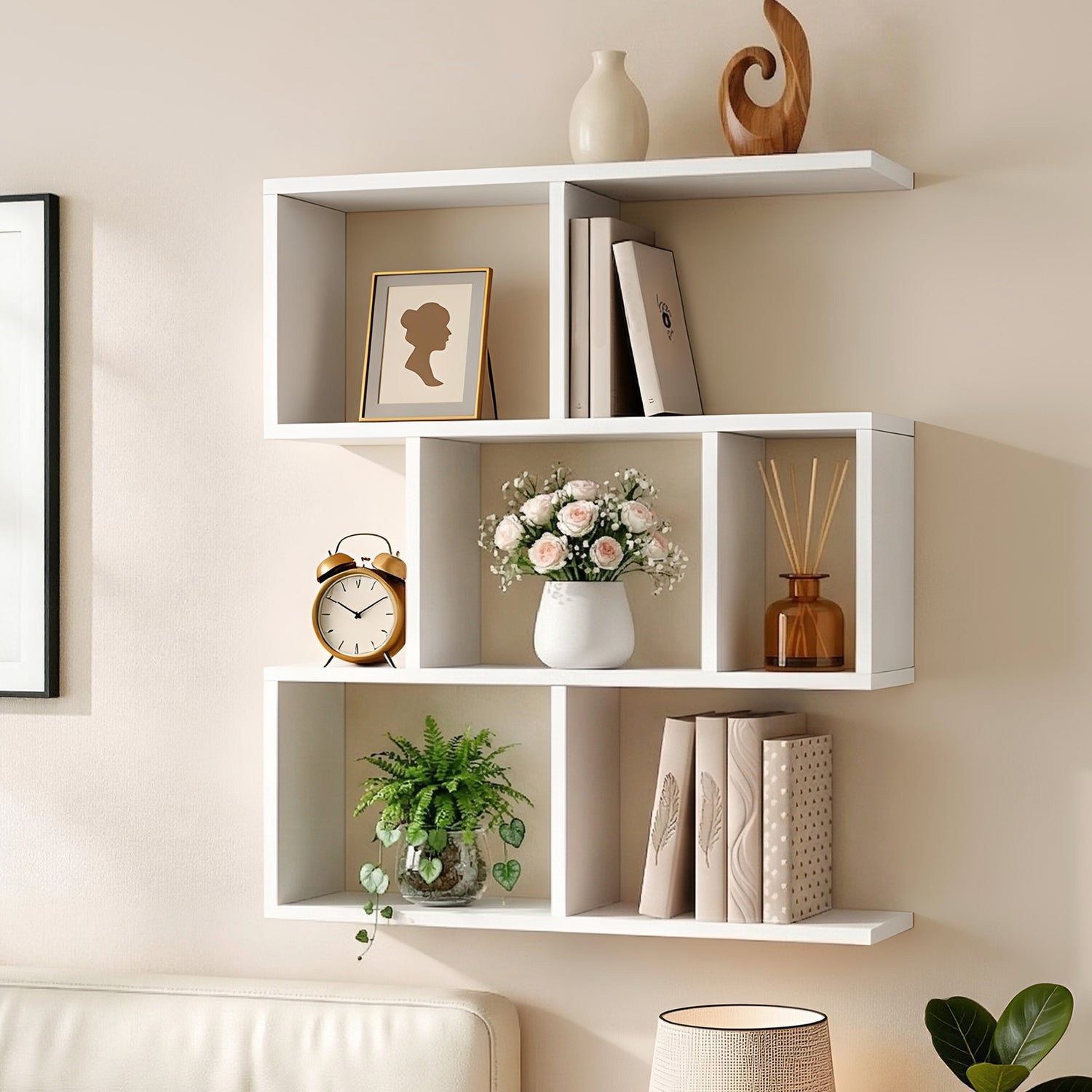 Artiss Floating Wall Shelf Bookshelf 3-Tier Display Storage Organiser White-Furniture > Living Room > Bookcases &amp; Shelves-PEROZ Accessories