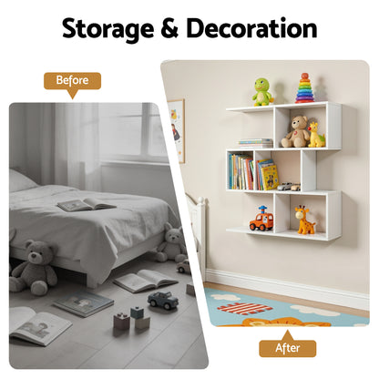 Artiss Floating Wall Shelf Bookshelf 3-Tier Display Storage Organiser White-Furniture > Living Room > Bookcases &amp; Shelves-PEROZ Accessories